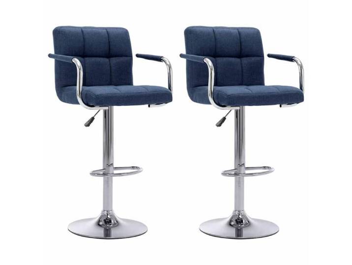 Lemon Chaises de bar 2 pcs bleu tissu Pieds robustes et résistants @4351