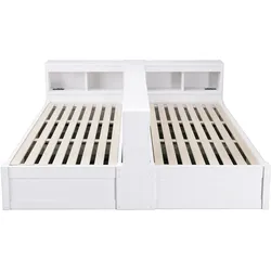 STILVORA Multifunktionsbett MDF Weiß 90/180x200 cm mit LED, Steckdose und Stauraum