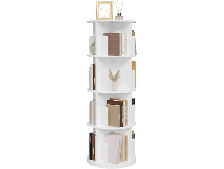 Bibliothèque Rotative - EUGAD Étagère Rangement pivotante - 4 Niveaux 16 Compartiments- Blanc