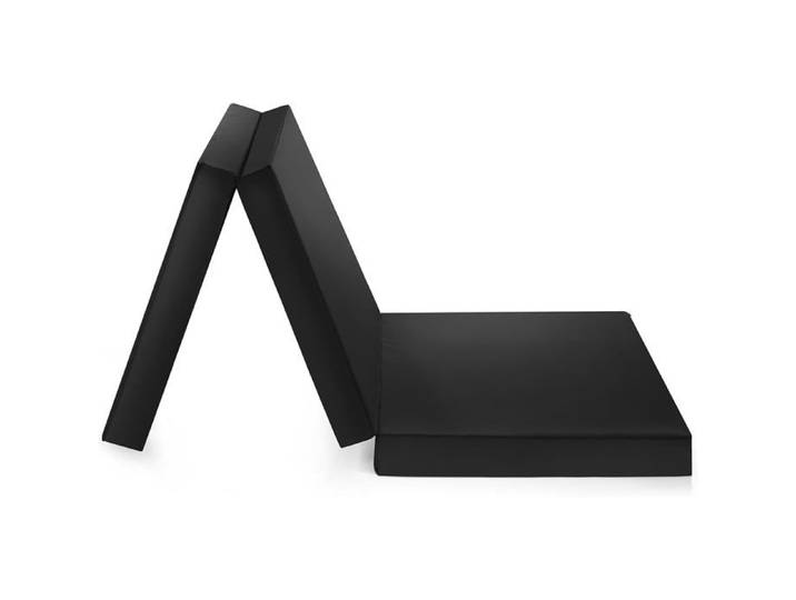 Matelas lit futon pliable pliant -75x195x15 cm - INRE - NOIR - Mousse polyuréthane - 1 personne