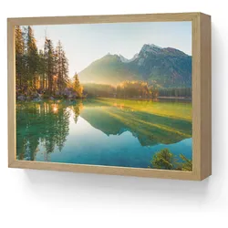 WANDLEUCHTE MIT AKKU See - Wald - Berge - Natur - Sonne - Landschaft LED 40x30 cm Wandlampe
