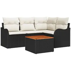 vidaXL Garten-Sofa-Set 5 pcs Schwarz, weiß