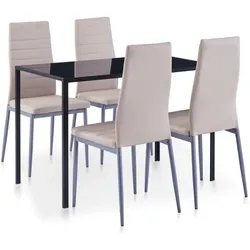 vidaXL, Essgruppe, Larryfurt (Glas, Metall)