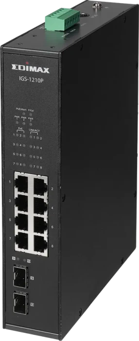 Edimax Industrial 10-Port Gigabit PoE+ DIN Rail Switch IP30