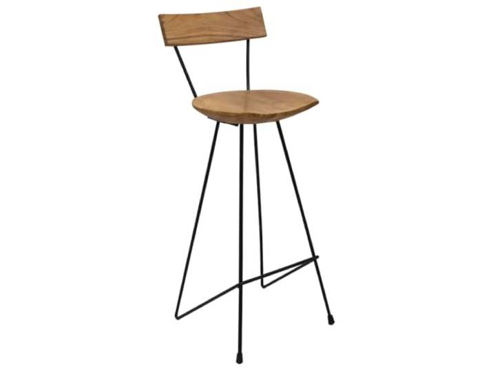 UYPTERF Barhocker 2 STK. Massivholz Teak Eisen Künstlich getrocknet,fein geschliffen,glatte Oberfläche,langlebige Eisenbeine,einfache Reinigung,rustikale Eleganz