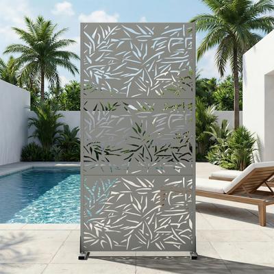 Dovelina Outdoor Privacy Screen Free Standing Bamboo Leaves