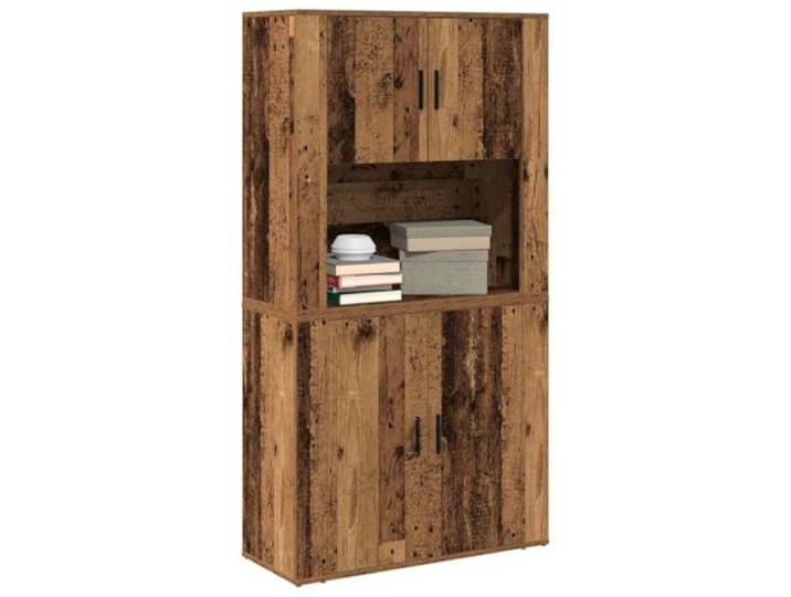 KTHLBRH Anrichte aus altem Holz, 80 x 33 x 150 cm, mehrschichtiges Holz, 4 Schwarze Metallgriffe mit Scharniertüren, rechteckig, für Wohnzimmer, Esszimmer, Büro