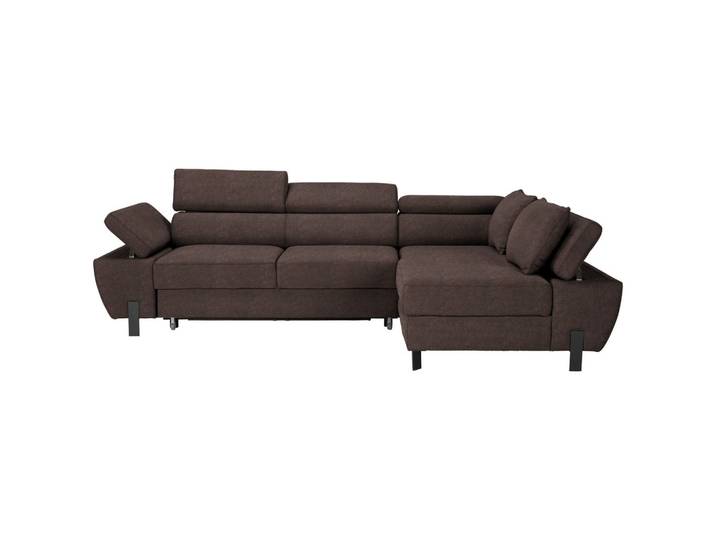 Ecksofa 277/189 cm Dunkelbraun Webstoff