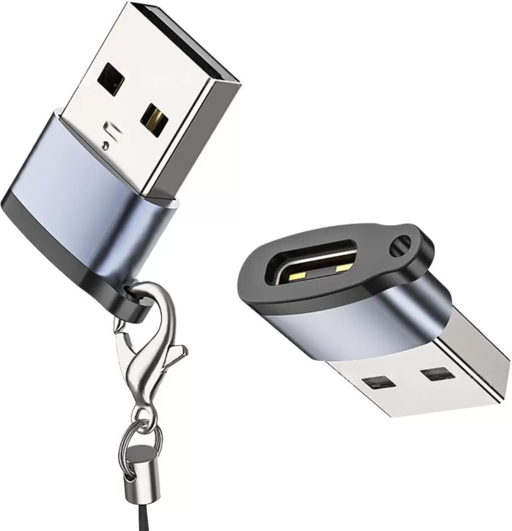 INF USB-C-Buchse auf USB 2.0-Stecker-Adapter, 4er-Pack – Kompakter Konverter aus Aluminiumlegierung und TPE, Grau, zum Laden