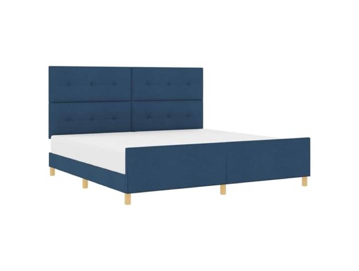 PUGYNBK Bettgestell Blau, 200 x 200 cm, Stoff Minimalistisches Design, Schaumfüllung, inklusive Kopfteil und Fuß, Reinigung mit feuchtem Tuch