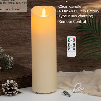Uplift Treasures USB C Rechargeable LED Pillar Candle With Remote And Timer 25cm