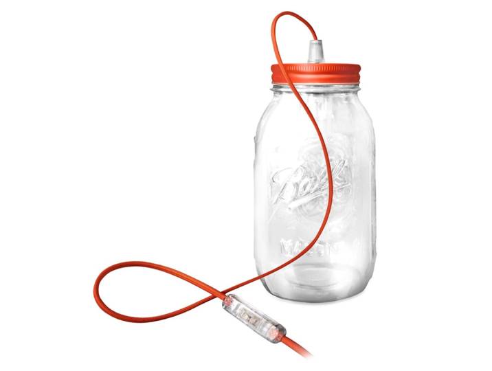 Lampe bocal en verre rouge clair