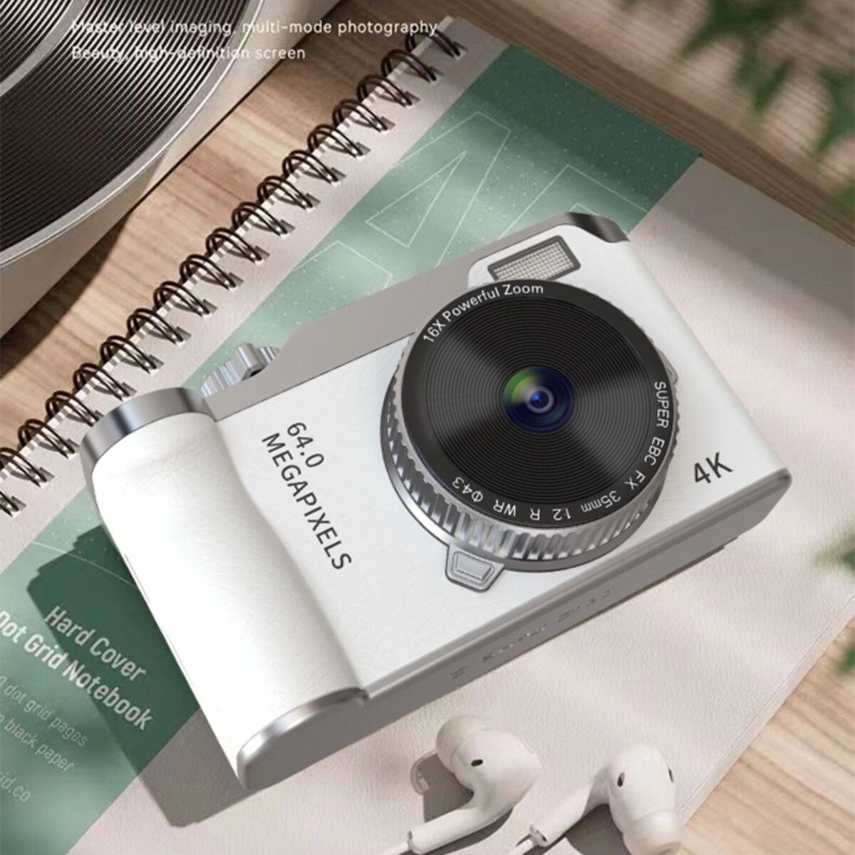 INF Digitalkamera mit CCD-Sensor, HD-Dual-Linsen, 16x optischem Zoom und 4-inch HD-Bildschirm Weiß