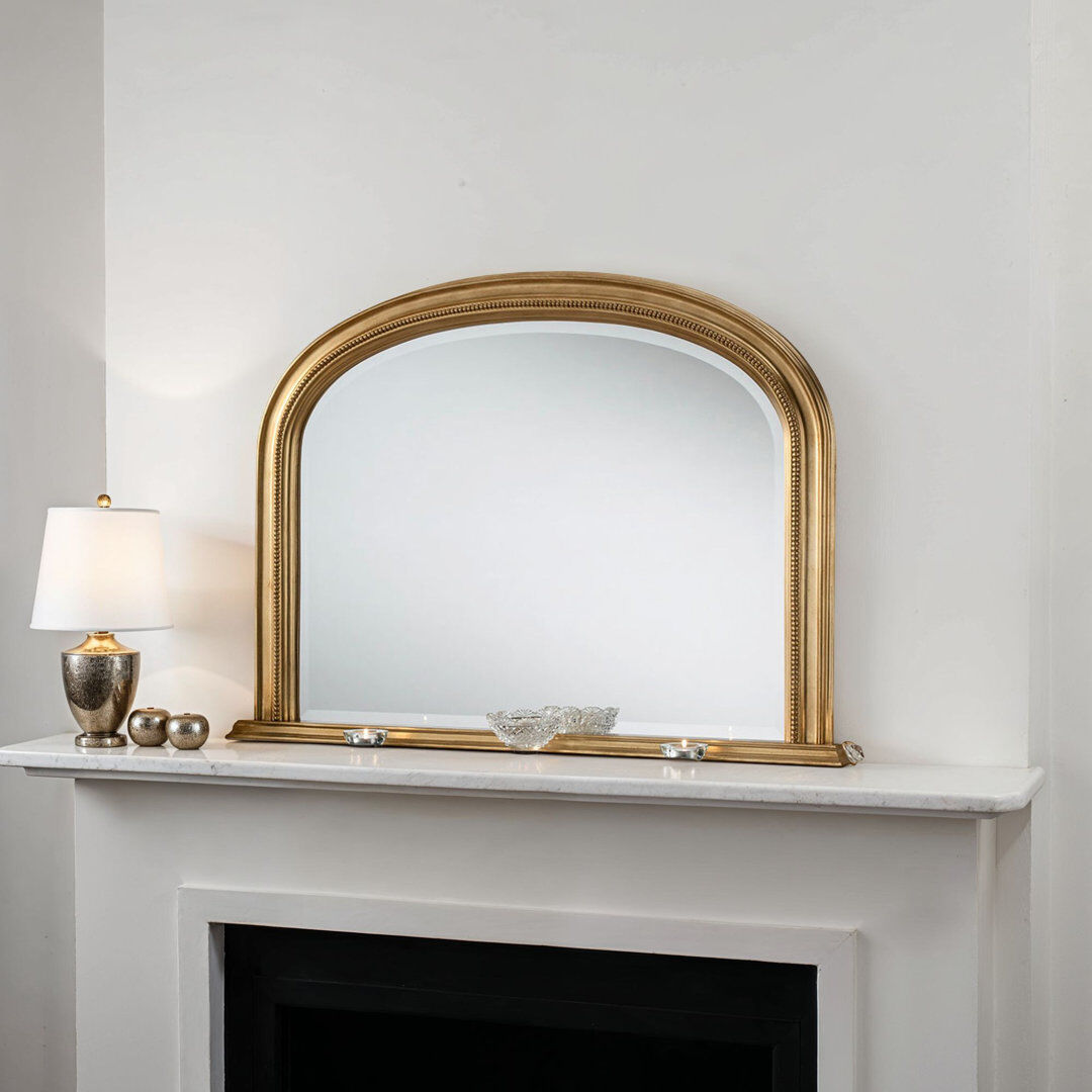 Three Posts Burcham Arched Overmantle Wall Mounted Accent Mirror Gold 78.5cm H X 112cm W X 4.5cm D
