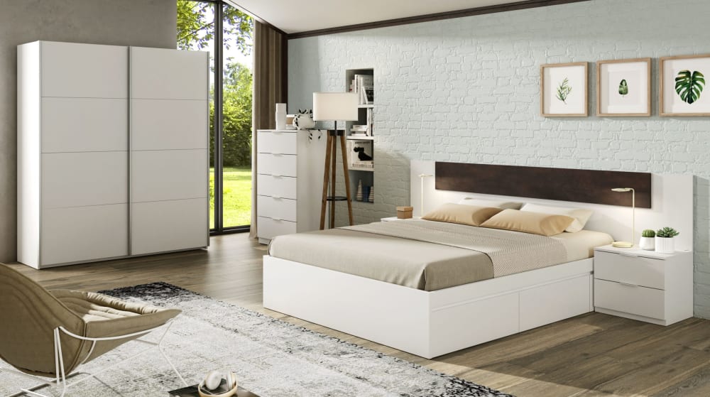 duehome Cómoda con 5 cajones Haya - blanco artik