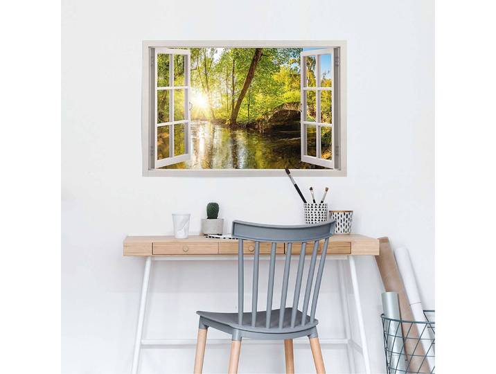 Poster Sonnestrahlen im Wald Papier Grün 61 x 92 x 0cm