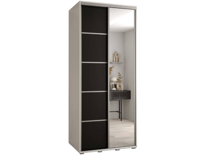 ABIKS MÖBEL Kleiderschrank Davos 5 Schlafzimmerschrank mit Spiegel, Kleiderstange und Regalen