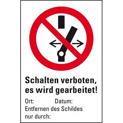 Schild I Verbots-Kombischild Schalten verboten, Kunststoff, 150x200mm, ASR A1.3, DIN EN ISO 7010 P031