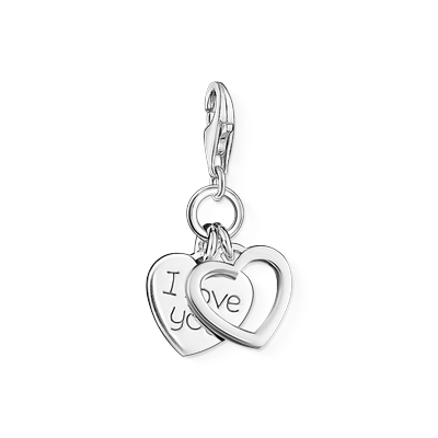 Charm-Einhänger THOMAS SABO "Herzen I LOVE YOU", silber (silberfarben), Charms, Damen, Silber 925 (recycelt)