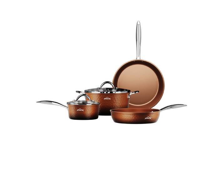 HOMELUX Topf-Set Kochtopfset, Aluminiumguss Töpfe Set mit Deckel, Aluminium (Set, 6-tlg., Töpfe Set mit Glasdeckel), Induktion