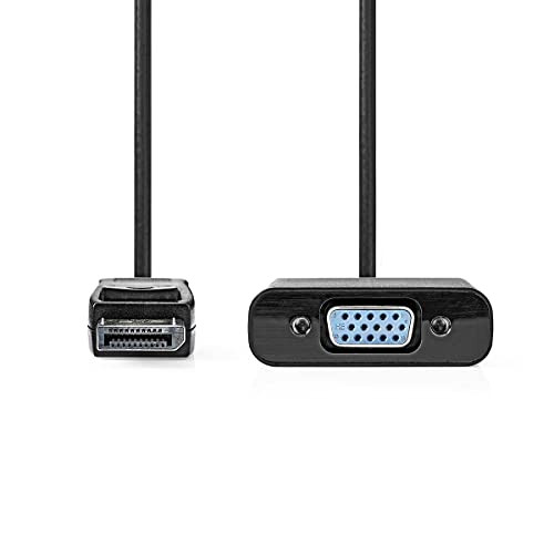 VGA-kabel met DisplayPort man naar VGA vrouw 15p, vernikkeld, 1080p resolutie, 0,20 m, zwart