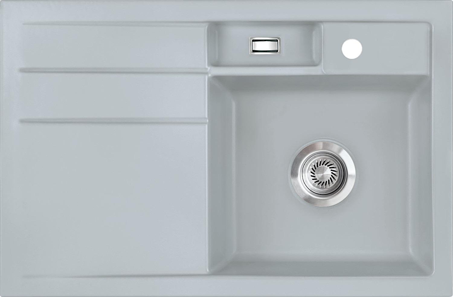 Spüle KeraDomo BELA 78 in TITAN - Becken rechts mit Handbetätigung / Systemceram / Keramikspüle