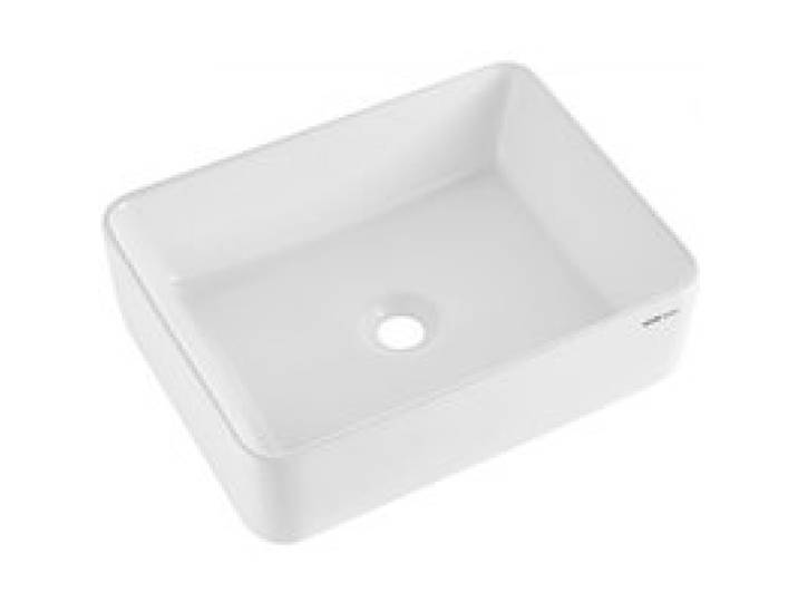 VEVOR Rechteckiges Aufsatzwaschbecken Waschbecken, 482 x 373 x 135 mm, Badezimmer-Aufsatzwaschbecken über der Theke, Keramikwaschbecken moderner Stil, für Toiletten, Hotels, Restaurants, helles Weiß