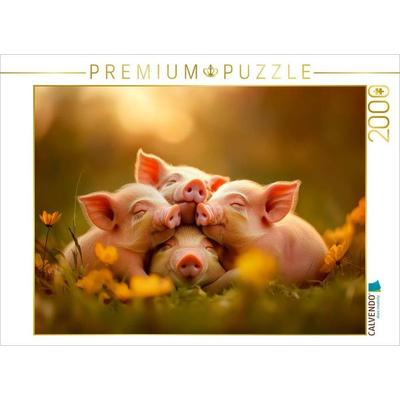 CALVENDO Puzzle Ferkel - Vier kleine Glücksbringer | 2000 Teile Lege-Größe 90x67cm Foto-Puzzle für glückliche Stunden, von , Calvendo Puzzle