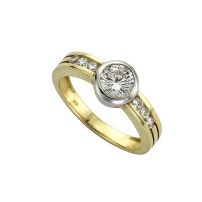 Fingerring CELESTA "375/- Gelbgold 2farbig Zirkonia" Gr. 54, gelb, Fingerringe, Damen, 054 (17,2), Gold, Fingerring