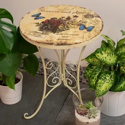 Bistro Tisch Deko Beistell Garten Außen Möbel Shabby-Look Blüten Schmetterling