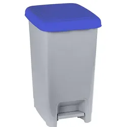 Treteimer Orgavente SLIM Tretmülleimer grau-blau 60 L Abfalleimer mit Beutelhalter aus Kunststoff, HACCP-konform