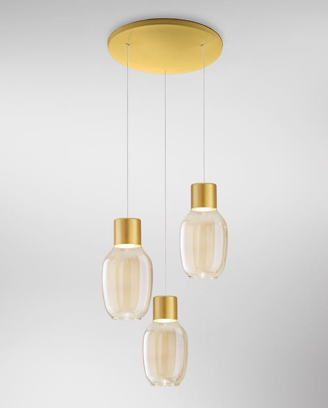 Fabas Luce LED-Pendelleuchte Lapo Gold Cognac 3768-47-365 8019282546863