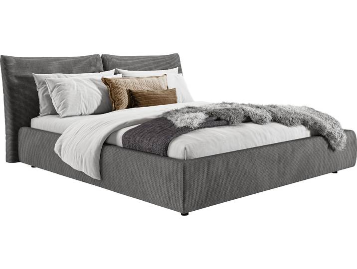 Polsterbett, Feincord, Anthrazit, 172×230 cm, Belastbar Bis 280kg, Modern, Places of Style
