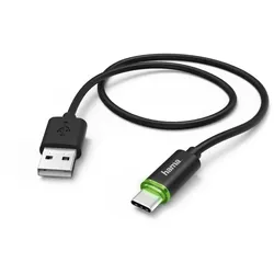 Hama Lade-/Datenkabel, USB Type-C, mit LED-Anzeige, 1 m, Schwarz