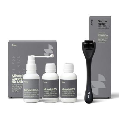 Minoxidil Careforsons f.Männer 50 mg/ml+Roller 3M. 3x60 ml Lösung