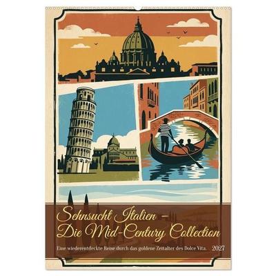 Sehnsucht Italien - Die Mid-Century Collection (Wandkalender 2027 DIN A2 hoch), CALVENDO Monatskalender