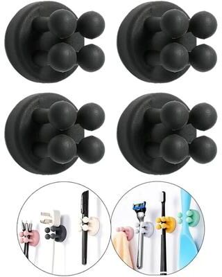 Inspired Finds Self Adhesive Toothbrush Holder black 4pcs
