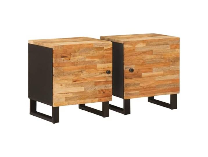 KUTYWEXFM Nachttisch 2er Set Massivholz Mango Braun 40x33x46 cm Kompakte Beistelltische für das Schlafzimmer aus echtem Holz schaffen eine einladende Atmosphäre und Ordnung.