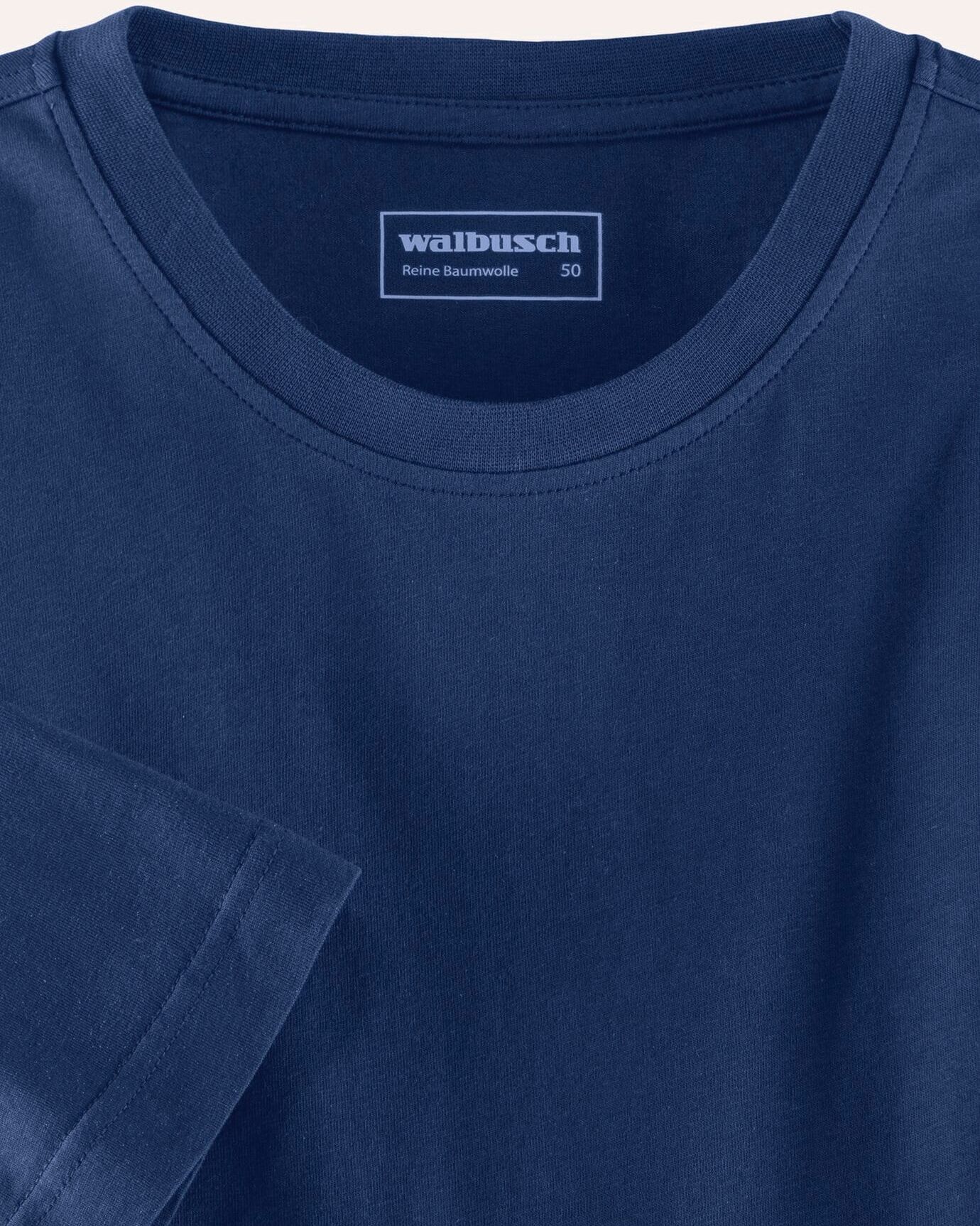 Walbusch T-Shirt Rundhalsausschnitt, , Farbe Blau, 56, reine Baumwolle atmungsaktiv Herren
