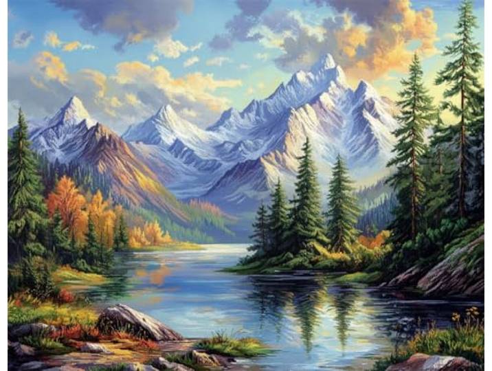 Wallphantom Natürliche Landschaft Riegel Haken Teppich Kits Für Erwachsene Kinder,Waldhügel,Bedruckte Leinwand Häkeln Handarbeit Handwerk Teppich Kissen Matte Wandteppich,80x115cm