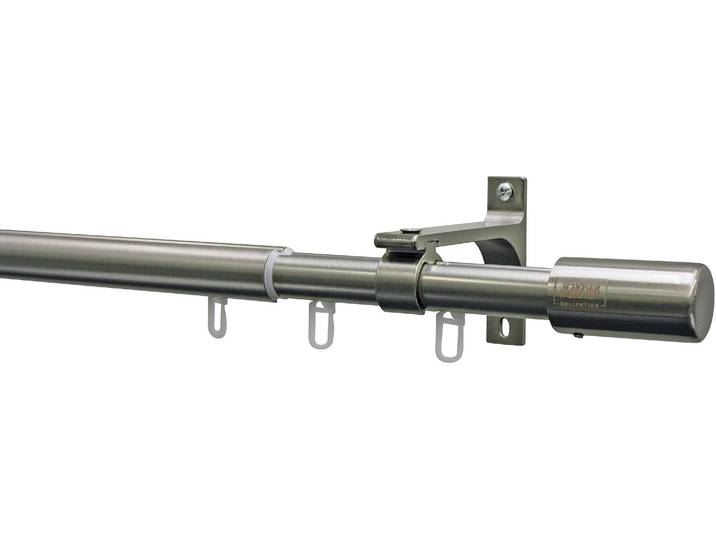 Gardinenstange Set Mona mit Innenlauf I 1-Lauf, ausziehbar , grau, Ø:19mm, SCHÖNER WOHNEN-KOLLEKTION, Gardinenstangen, Gardinenstange, mit Bohren, verschraubt, Wandmontage, Zylinder, Serie Gardinenstangen