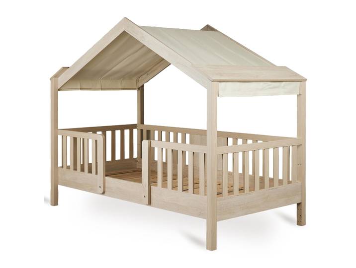 Hausbett My House Natural mit Stoffdach