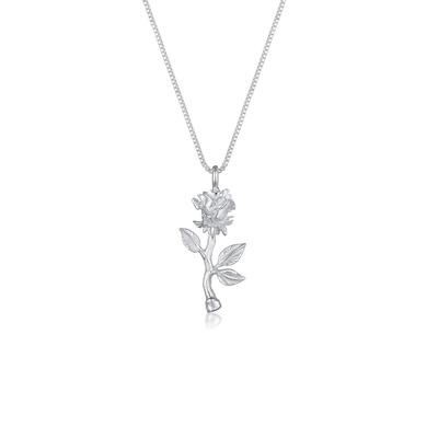 Kette mit Anhänger ELLI "Halskette Vintage Anhänger Rose 925 Sterling Silber" Gr. 45, silber, Halsketten, Damen, ohne Stein, Silber 925 (Sterlingsilber)