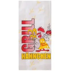 500 Warmhaltebeutel Hähnchenbeutel Hähnchentüten Haxnbeutel Hendltüten Broilerbeutel 2-lagig"Grillhähnchen" 105x55x250mm für 1/2 Hähnchen