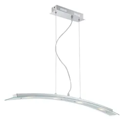 Pendellampe Hängeleuchte Deckenlampe, Esszimmerleuchte Küchenlampe Wohnzimmerleuchte Esstischleuchte, LED 20 Watt 1600lm, Chrom Glas, 120 cm