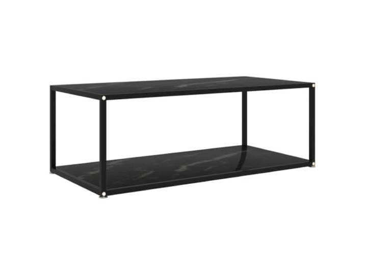 pokgdf Couchtisch Schwarz 100x50x35 cm Hartglas 2-stufig Hartglas, pulverbeschichteter Stahl, 2 Ebenen, pflegeleicht, modernes Design