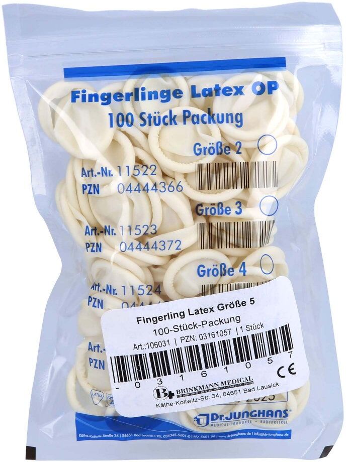 Fingerling Op Latex Größe 5 gerollt 100stk