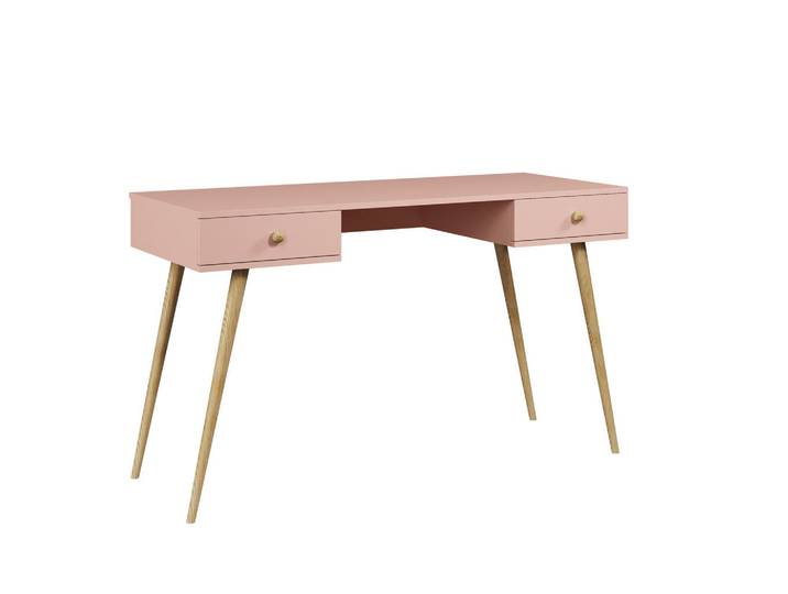 Sepro Meble Schreibtisch Rosa Skandinavischer Stil Mit Schubladen, 135x79x135 cm, Büromöbel, Schreibtische, Schreibtische