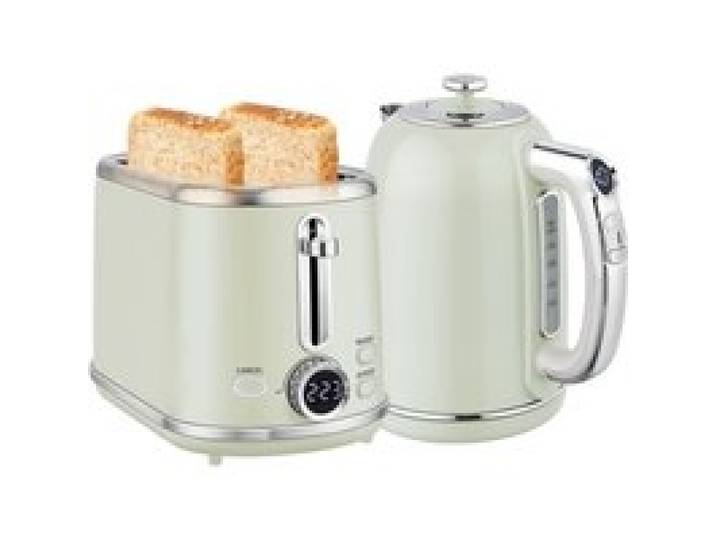 Ensemble bouilloire 1 7L 2200W et grille-pain 2 tranches - Acier inoxydable contrôle température - Gris