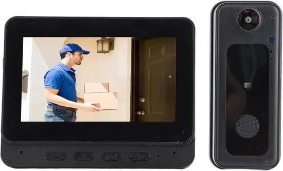 ASIXXSIX Draadloze Deurbelcamera - Slimme Videodeurbel met 8MP HD en 170 Graden Groothoek - Zwart